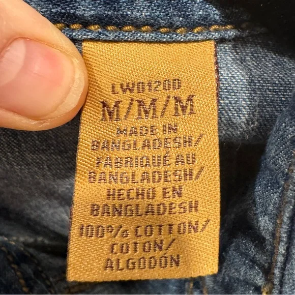 Vintage Wrangler Blue Denim Shirt Dress Western Cowgirl Festival Rodeo Y2K - Picture 9 of 12